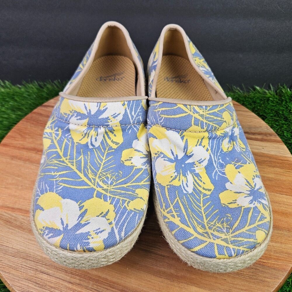Dansko Victoria Tahiti Hawaiian Canvas Clog Size 41 US 10.5-11 Blue Floral Shoes - Picture 6 of 12